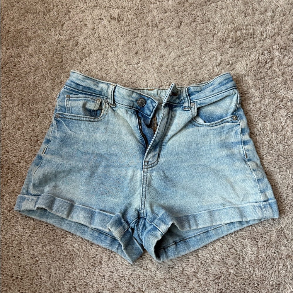 American Eagle Outfitters Blue Jean Shorts High-Waisted Cuffed